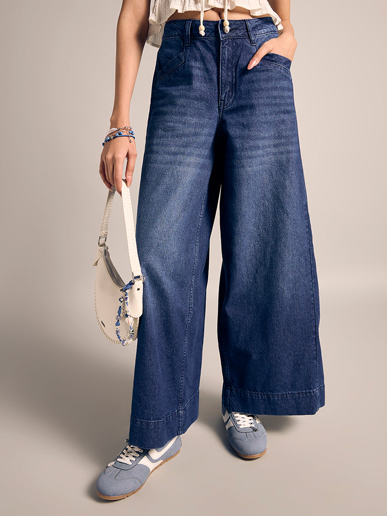 Faded Wide-Leg Jeans