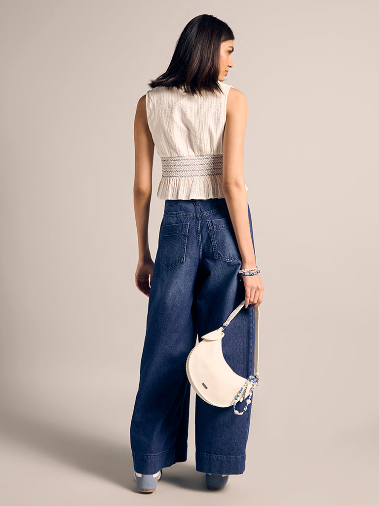Faded Wide-Leg Jeans
