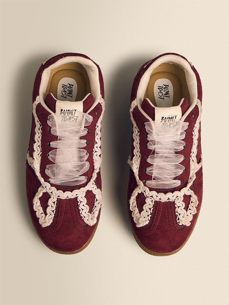 Crochet-Detail Suede Sneakers