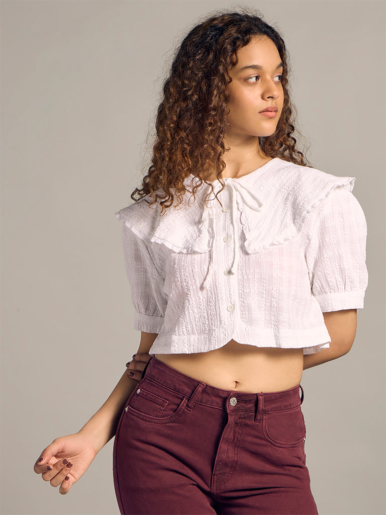 Textured Crop Shirt