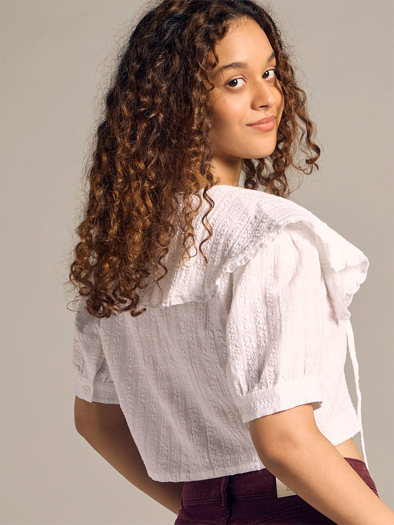 Textured Crop Shirt