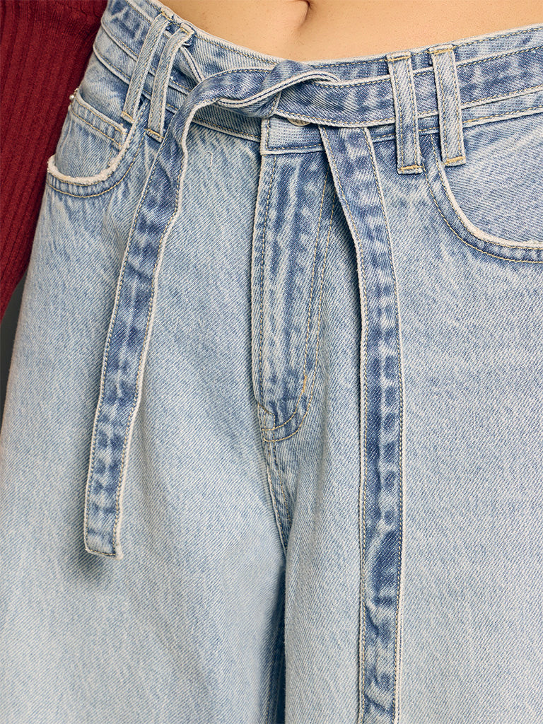 Faded Wide-Leg Jeans
