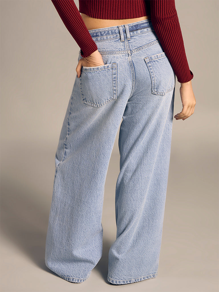 Faded Wide-Leg Jeans