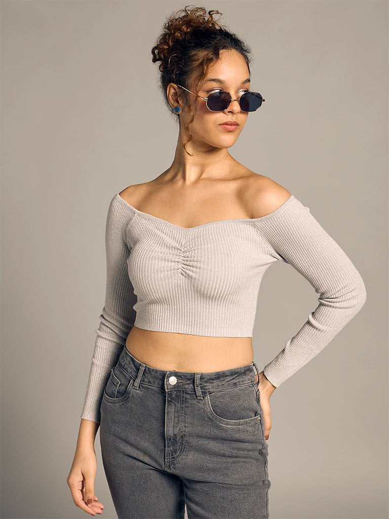 Off-Shoulder Ribbed Top