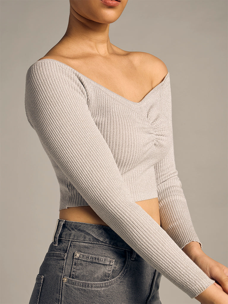 Off-Shoulder Ribbed Top