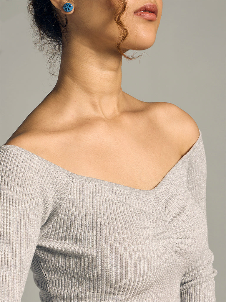 Off-Shoulder Ribbed Top