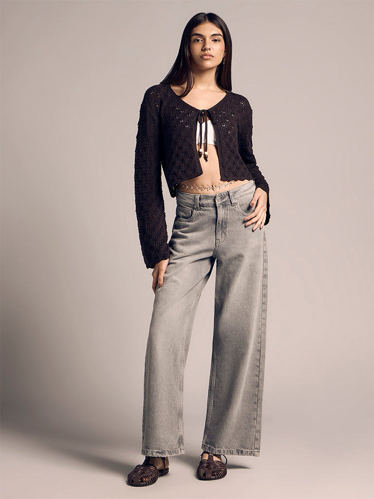 Wide-Leg Faded Jeans