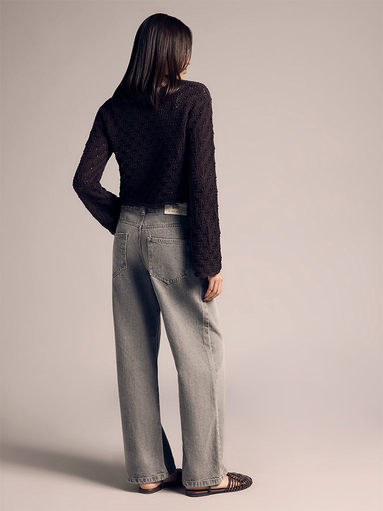 Wide-Leg Faded Jeans