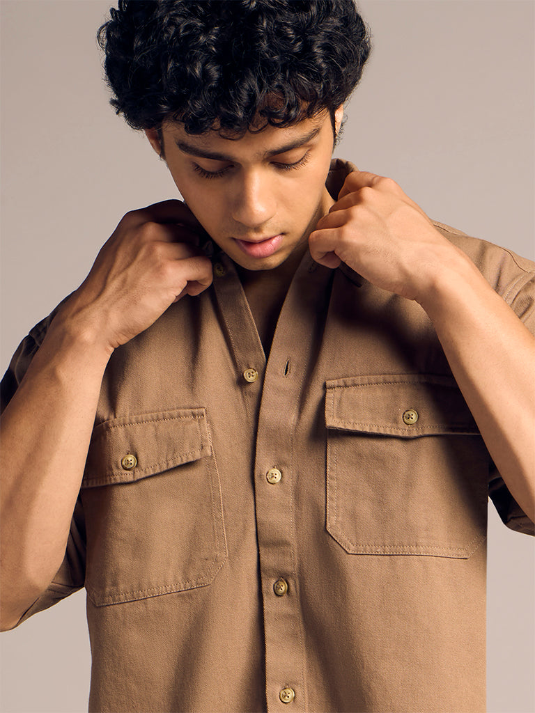 Boxy-Fit Twill Shirt