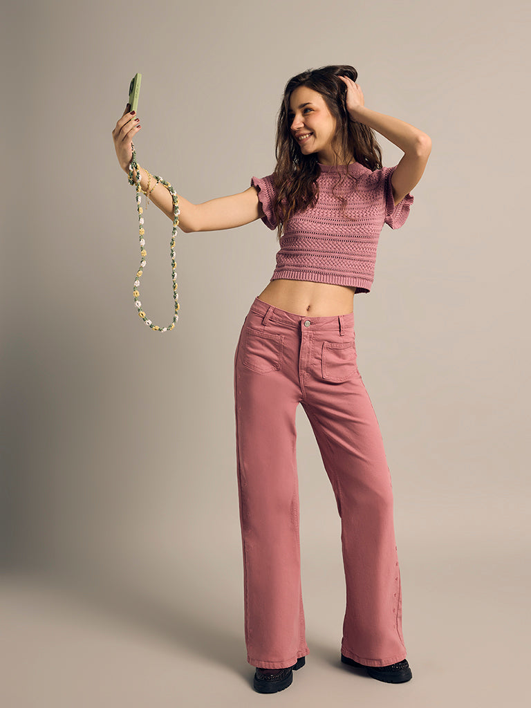 Knit-Textured Fitted Top