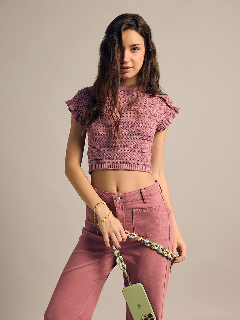 Knit-Textured Fitted Top