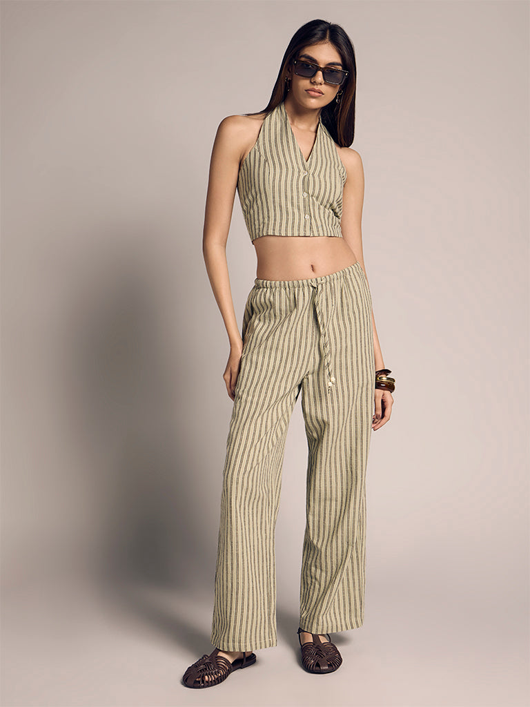 Straight-Leg Striped Pants
