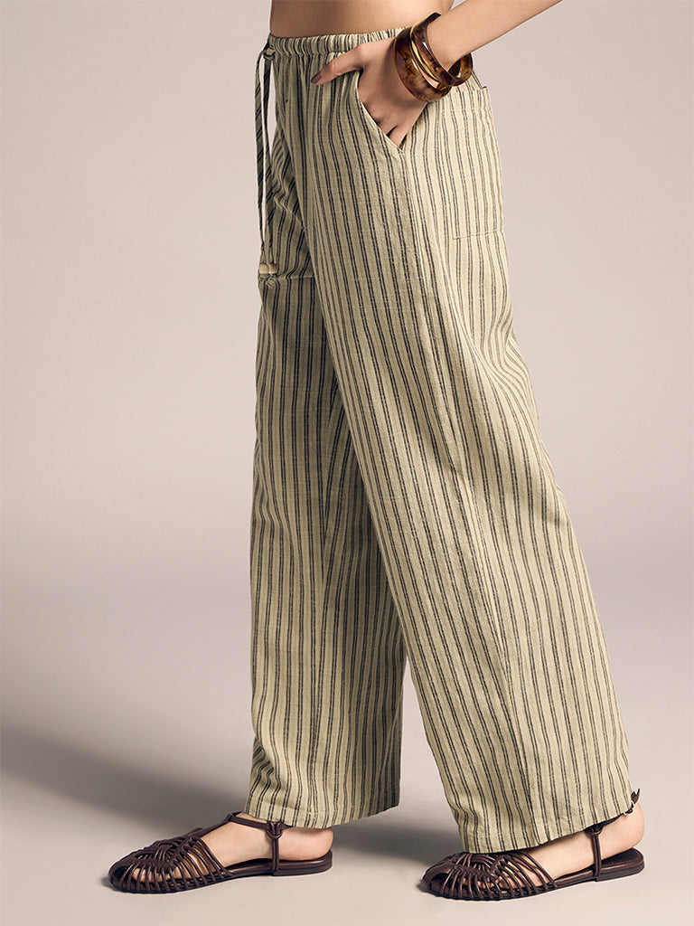 Straight-Leg Striped Pants