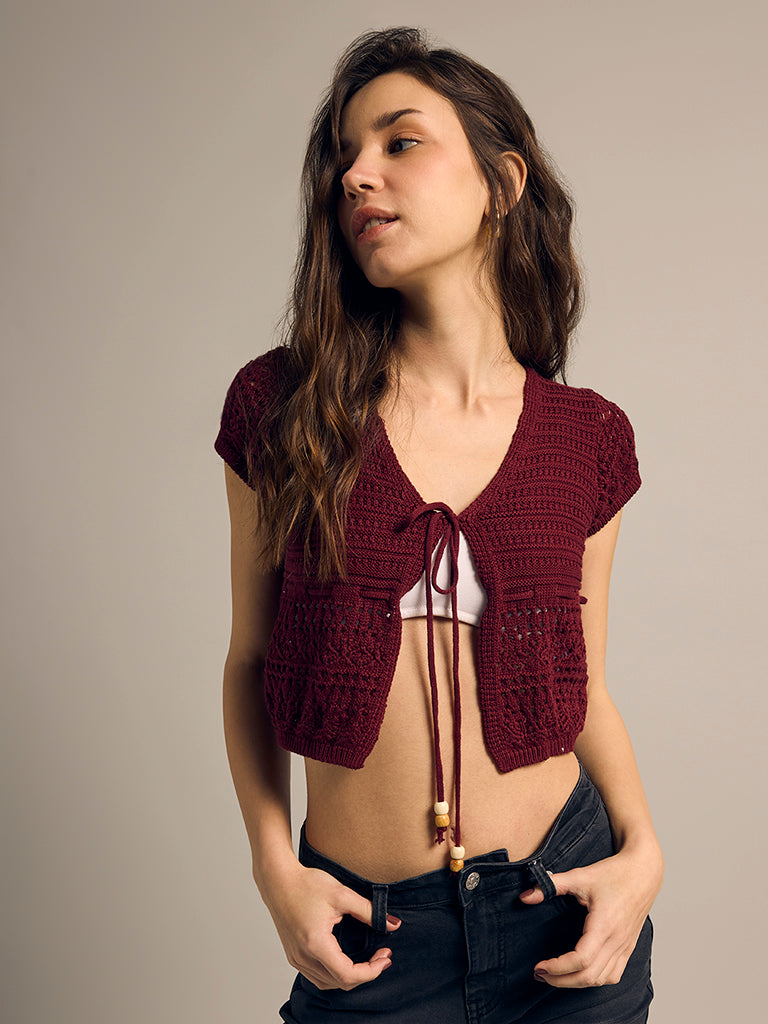 Crochet-Knit Cardigan