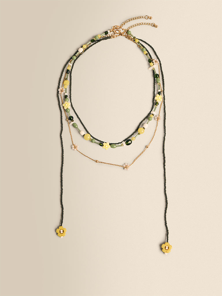 Multi-Layer Beaded Floral Necklace