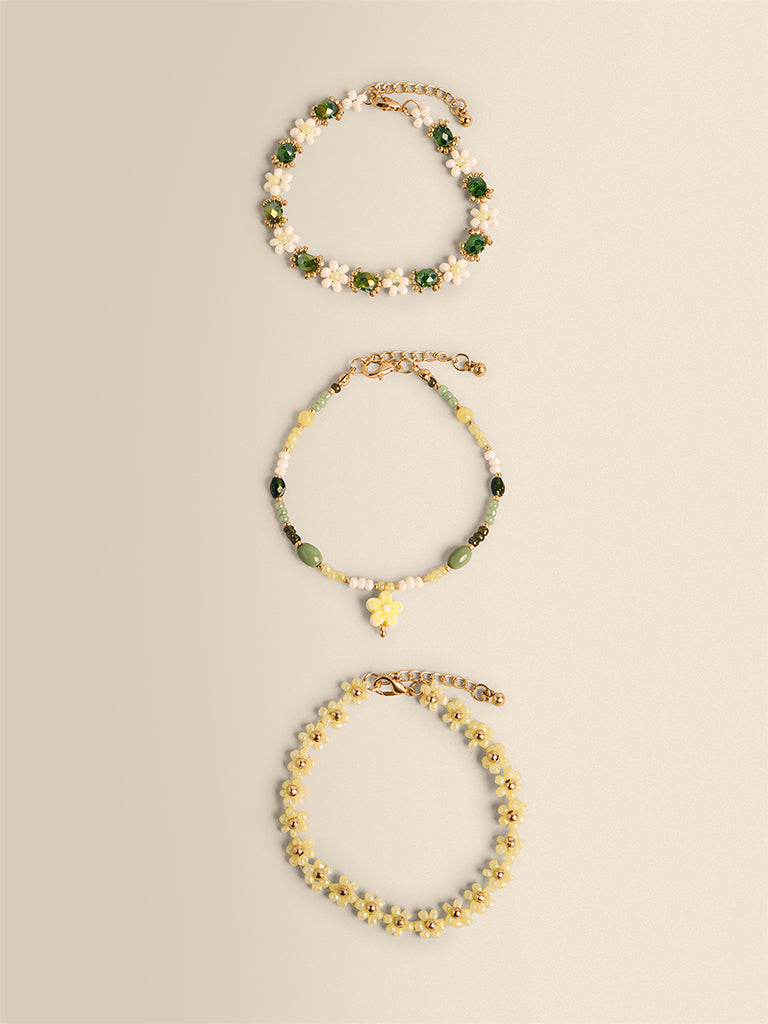Floral Beaded Bracelet - Pack of 3