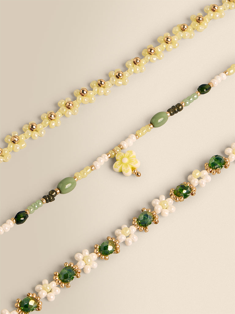 Floral Beaded Bracelet - Pack of 3