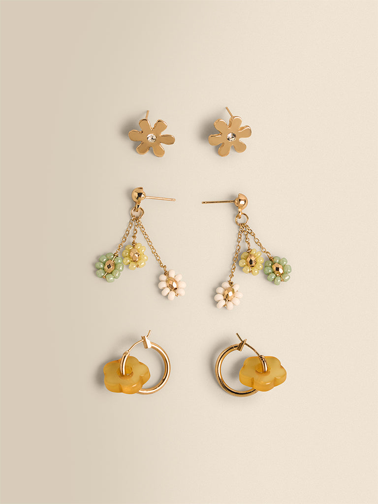 Floral Mixed Earring - Pack of 3