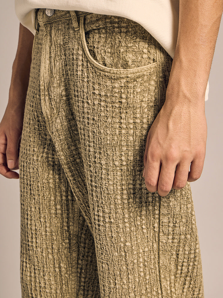 Straight-Fit Textured Pants