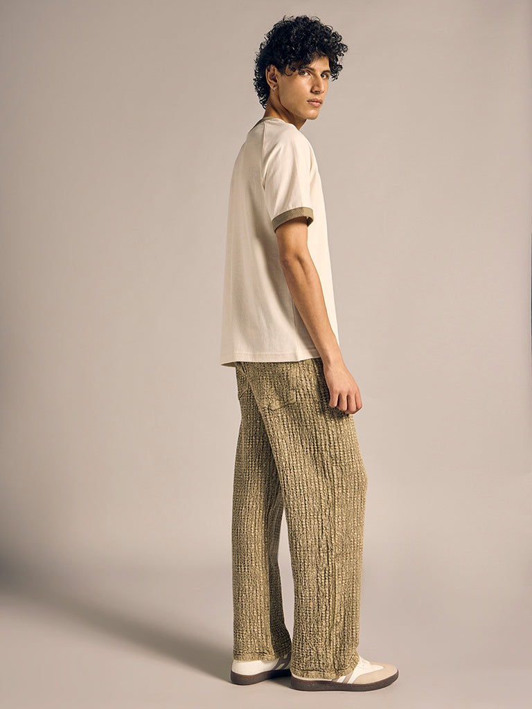 Straight-Fit Textured Pants