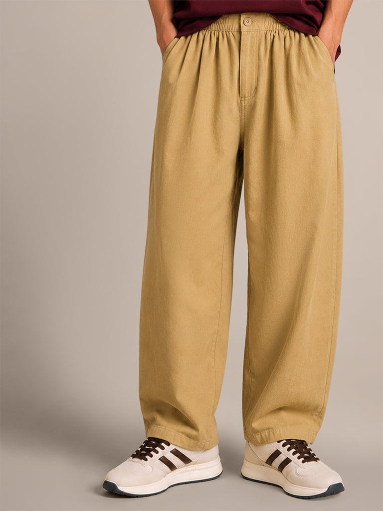 Barrel-Fit Solid Pants