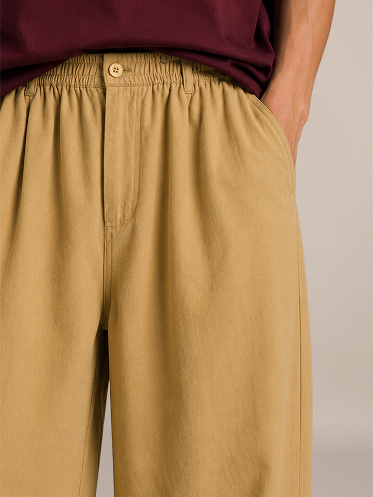 Barrel-Fit Solid Pants
