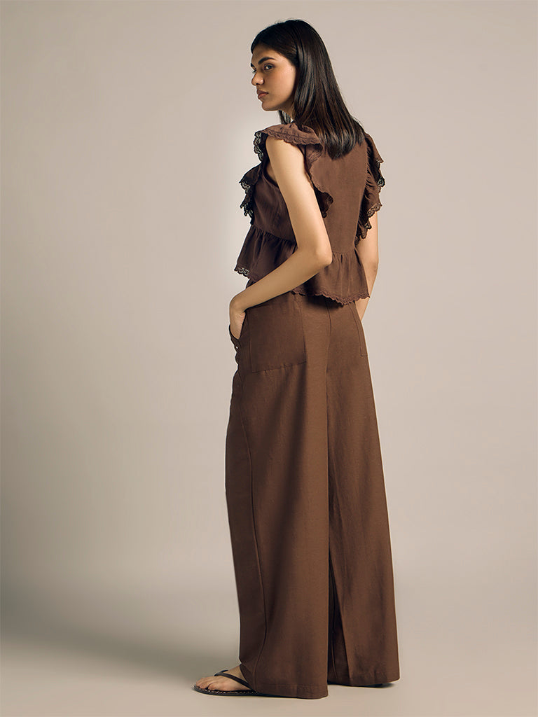 Wide-Leg Embellished Pants