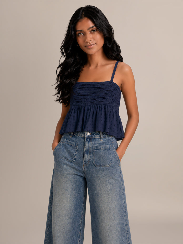 Crochet Knit Peplum Top