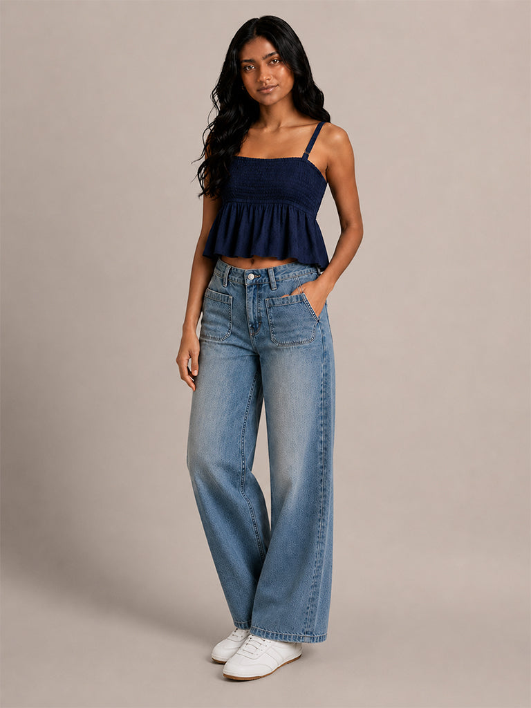 Crochet Knit Peplum Top