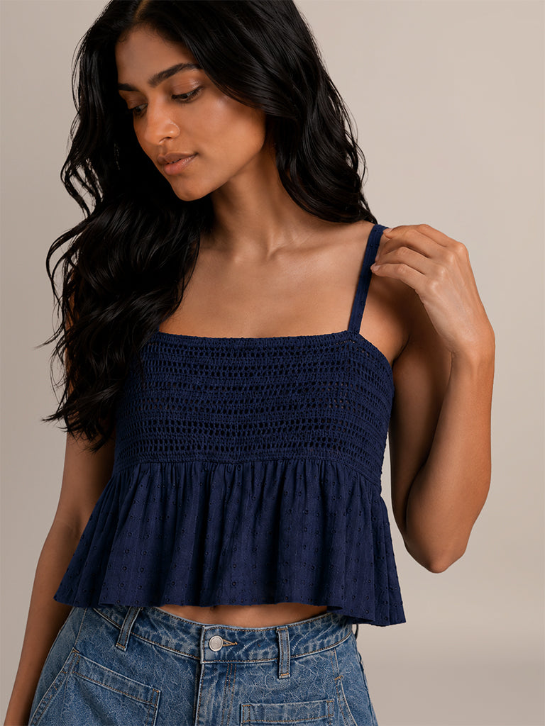 Crochet Knit Peplum Top