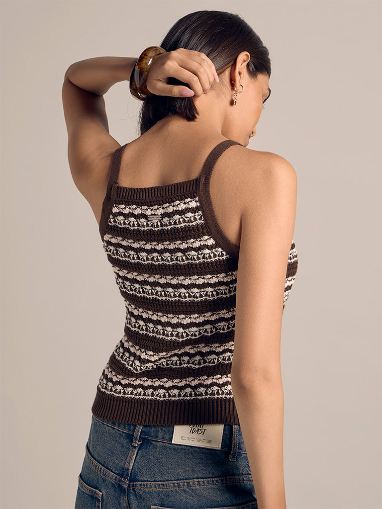 Knit-Textured Fitted Top