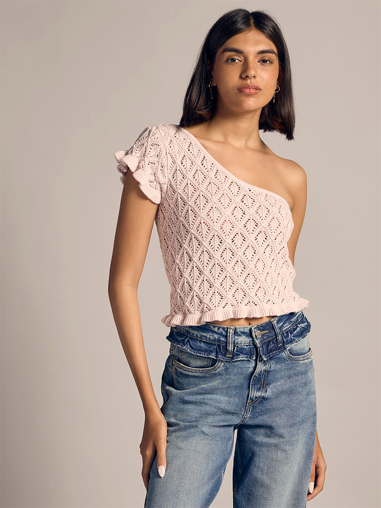 Knitted One-Shoulder Top
