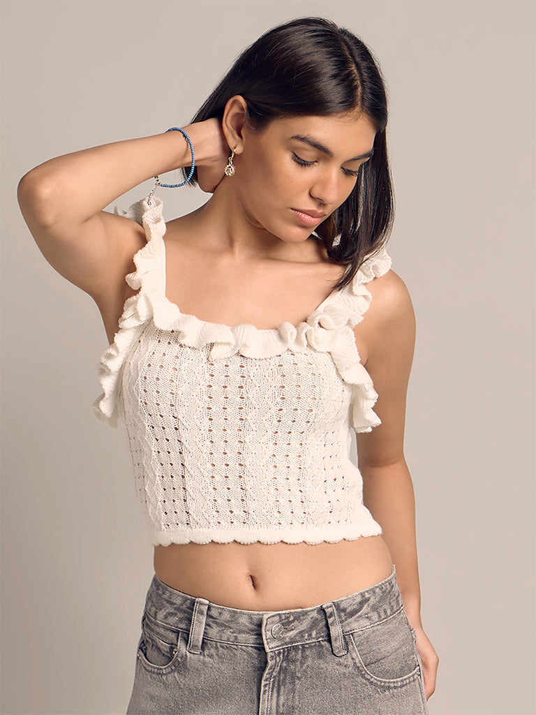 Knit-Textured Fitted Top