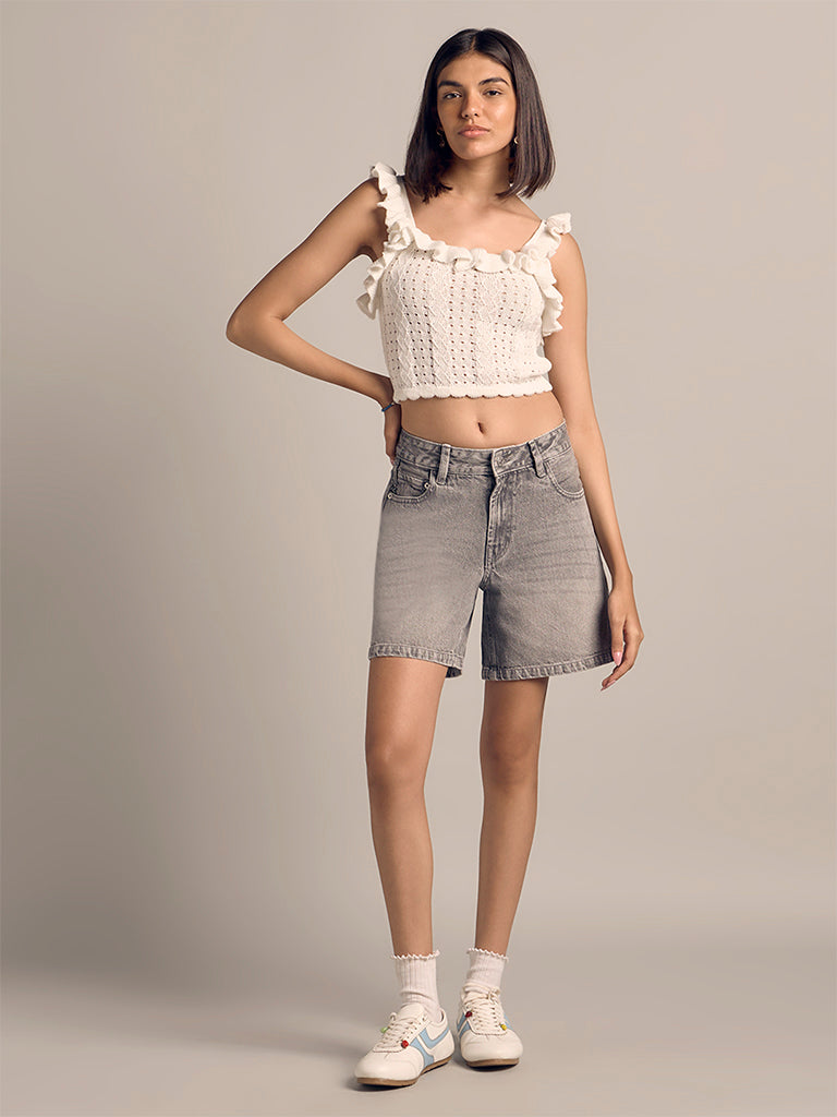 Knit-Textured Fitted Top
