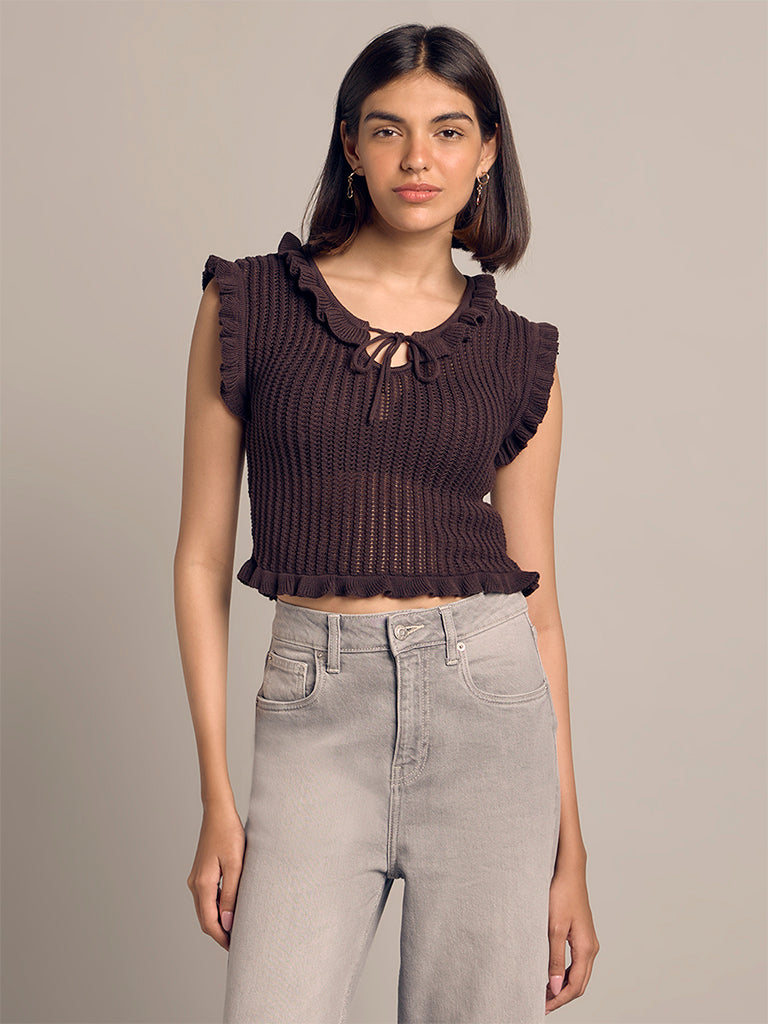 Knit-Textured Fitted Top