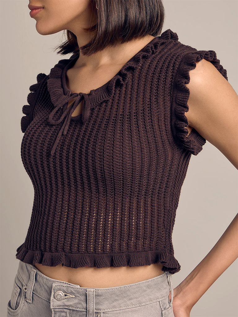 Knit-Textured Fitted Top