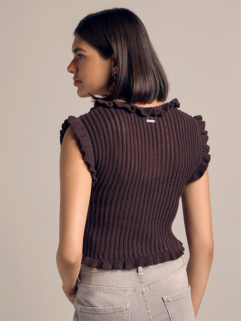 Knit-Textured Fitted Top