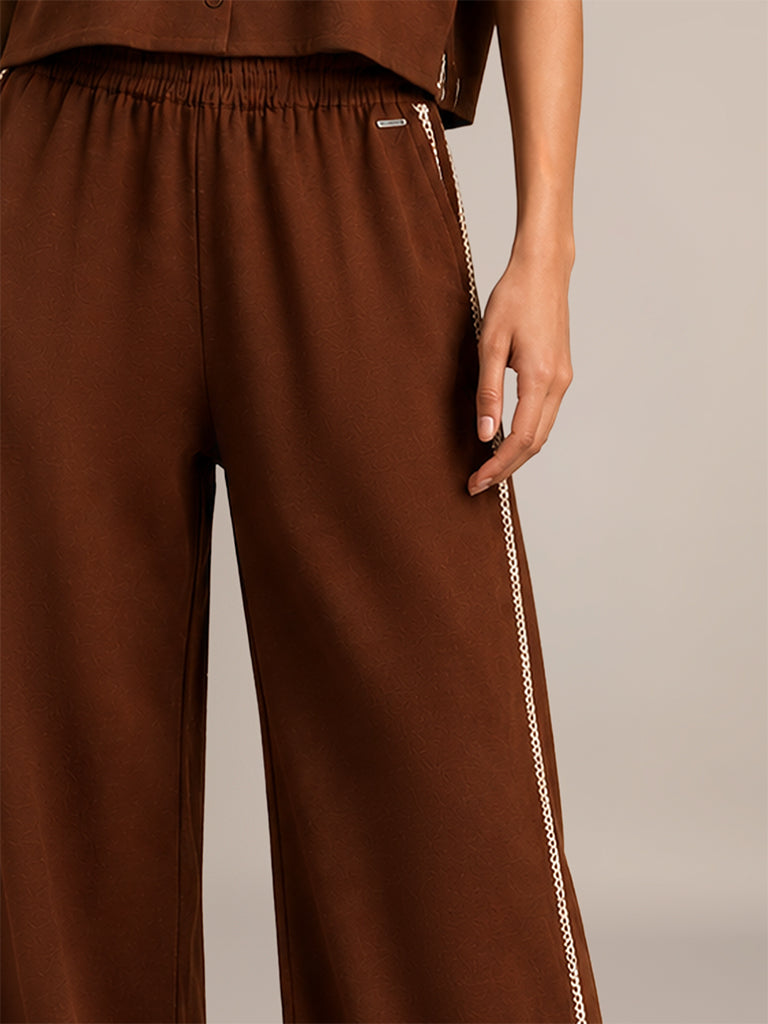 Wide-Leg Embroidered Pants