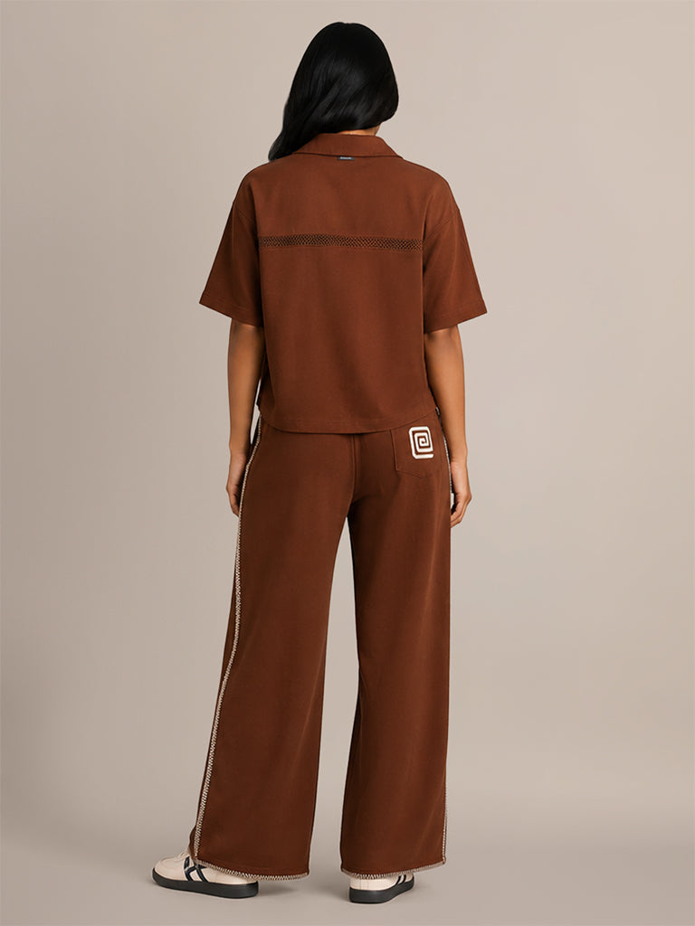 Wide-Leg Embroidered Pants