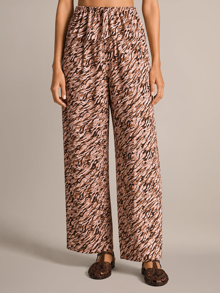 Printed Wide- Leg Trousers