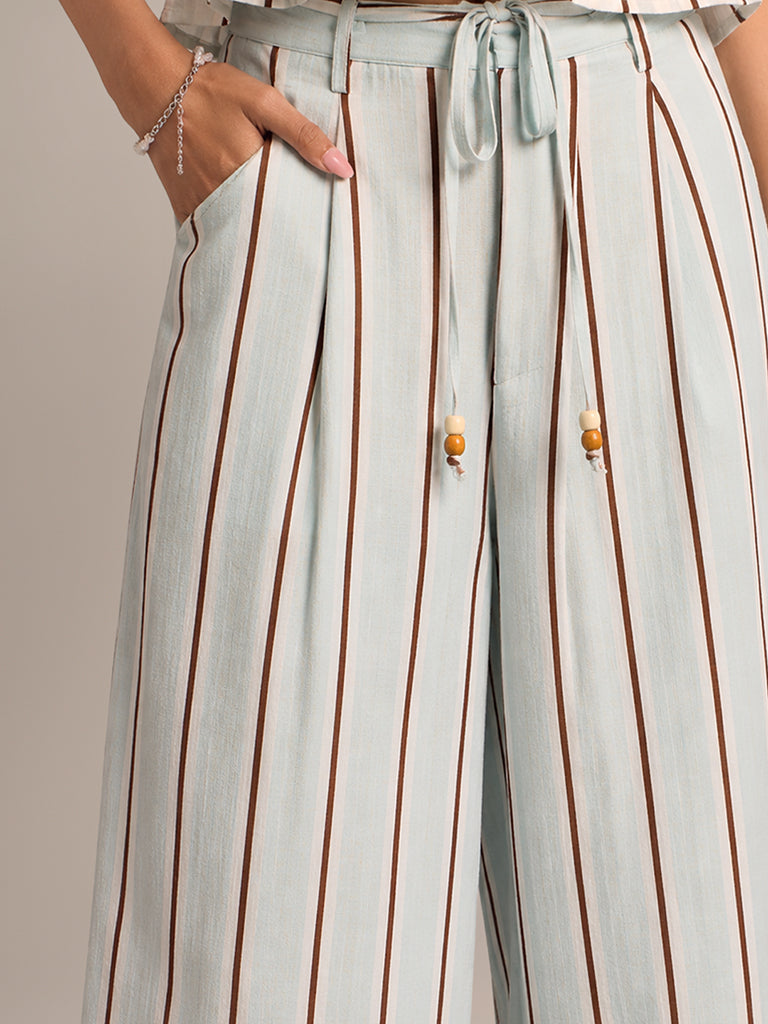Striped Wide- Leg Trousers