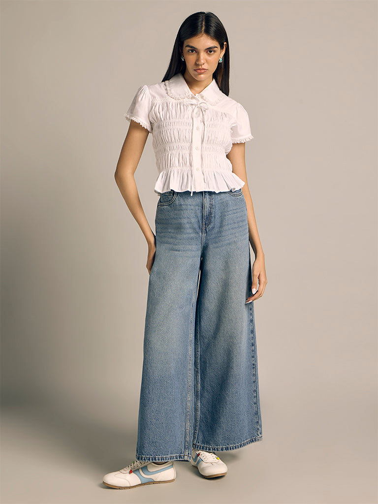 Fitted Smocked Shirt