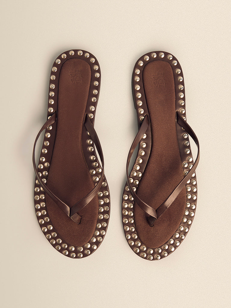 Stud Detailed Flip Flops
