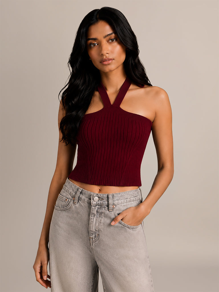Fitted Ribbed Halter Top