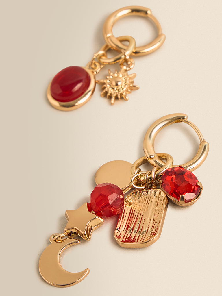Multi Charm Hoop Earrings