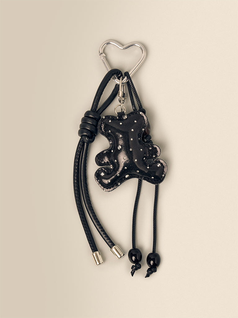 Studded Bear Charm Keychain