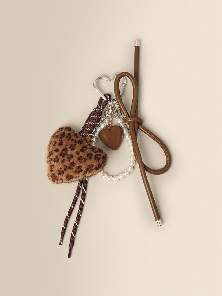 Leopard Heart Charm Keychain