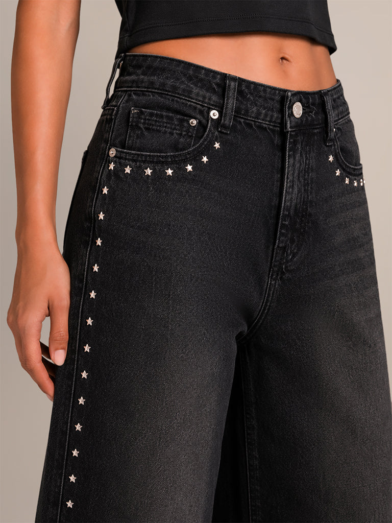 Studded Wide-Leg Jeans