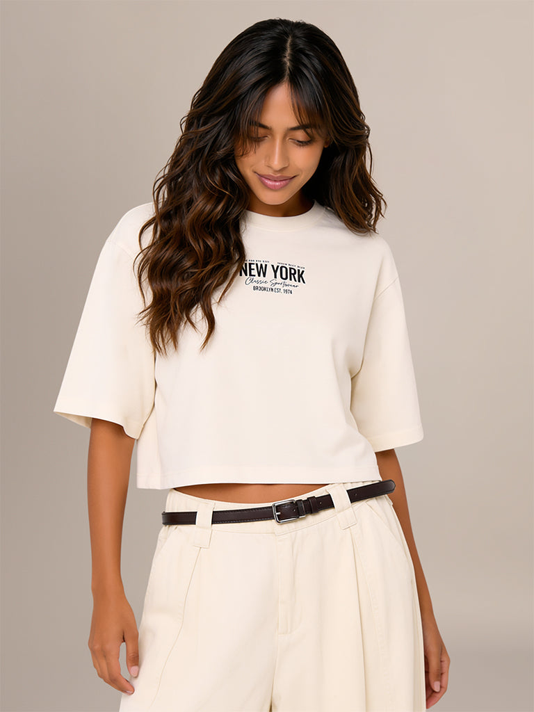 Boxy-Fit Typographic T-Shirt