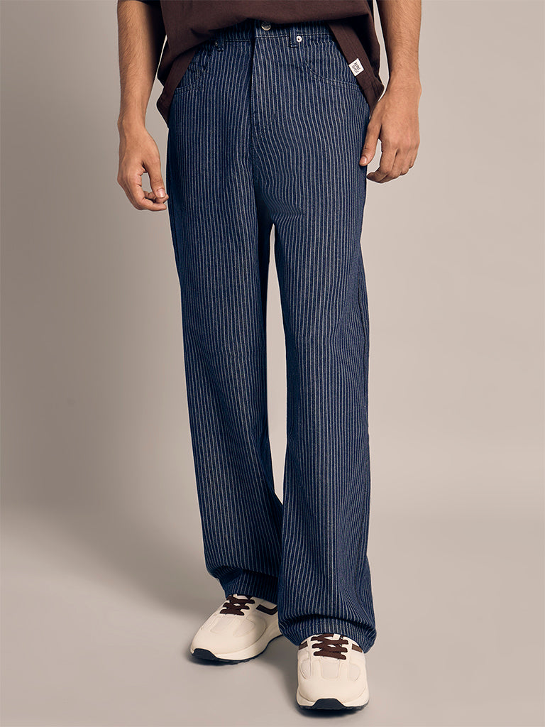Baggy-Fit Striped Jeans